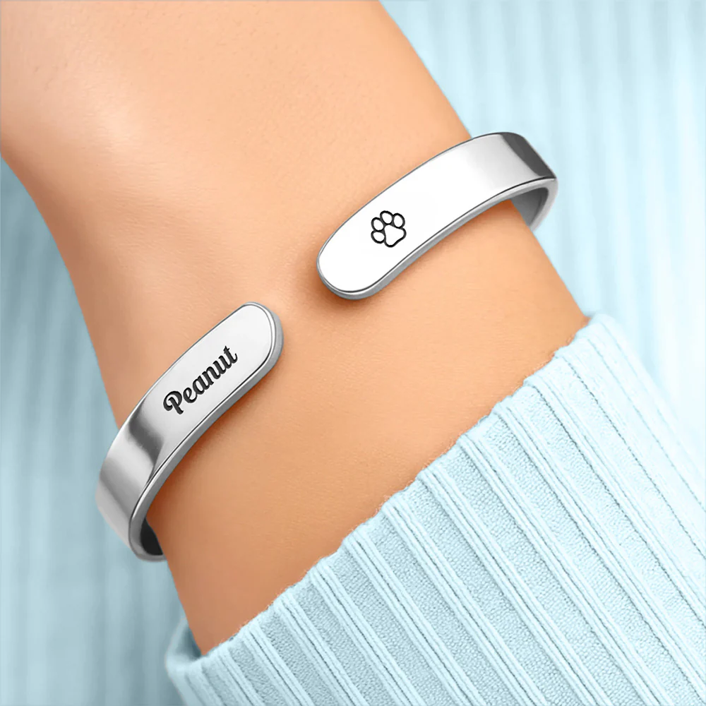You Left Paw Prints On My Heart - Personalized Custom Bracelet Cuff - Image 5