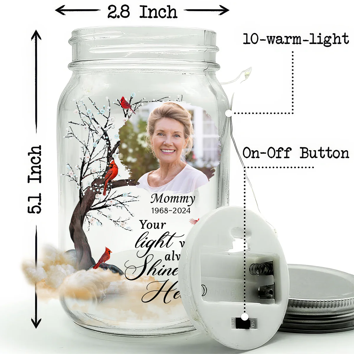 You Light My Heart - Personalized Custom Mason Jar Light - Image 4