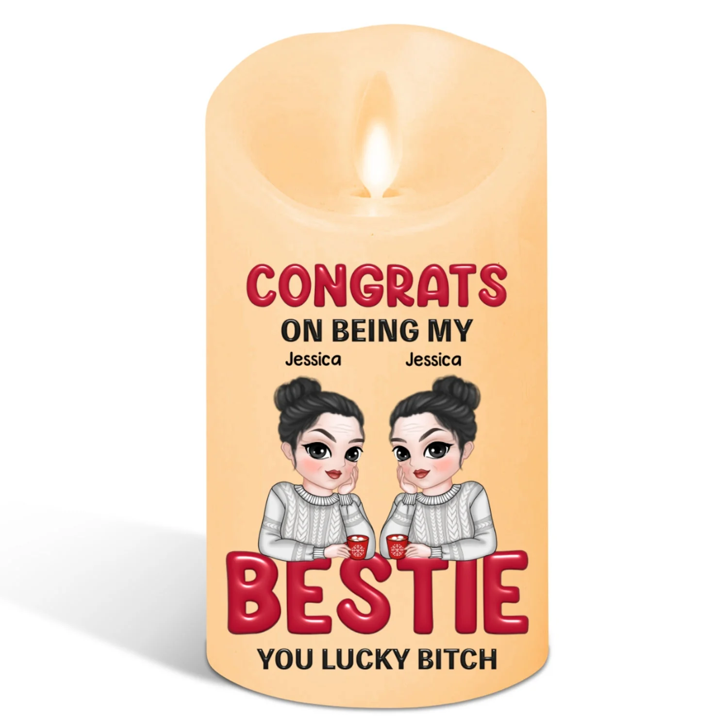 You Lucky Bitch - Personalized Custom LED Candle - Image 6