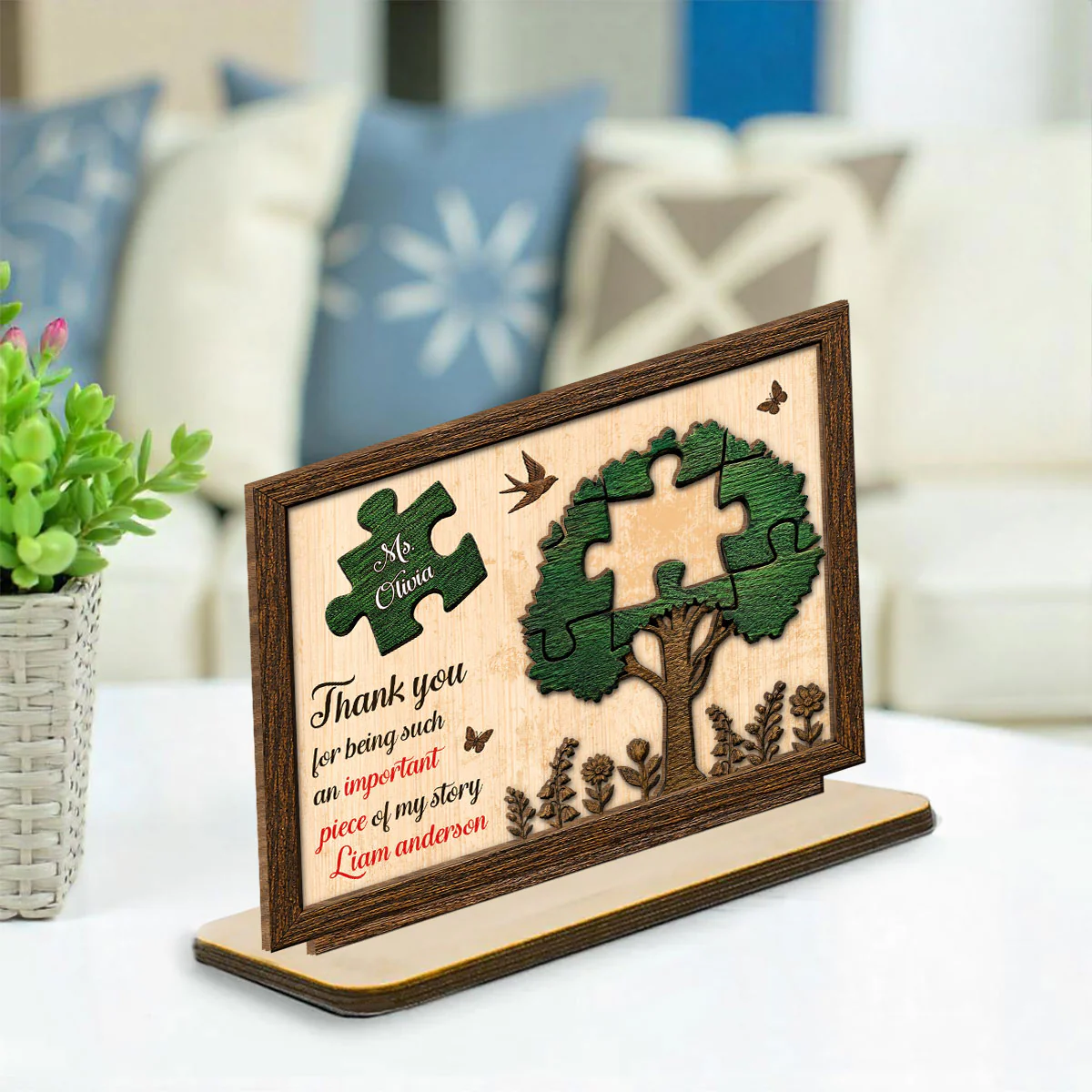 You Made Difference Everyday - Personalized Custom 2-Layer Wood Plaque With Flat Base - Image 3