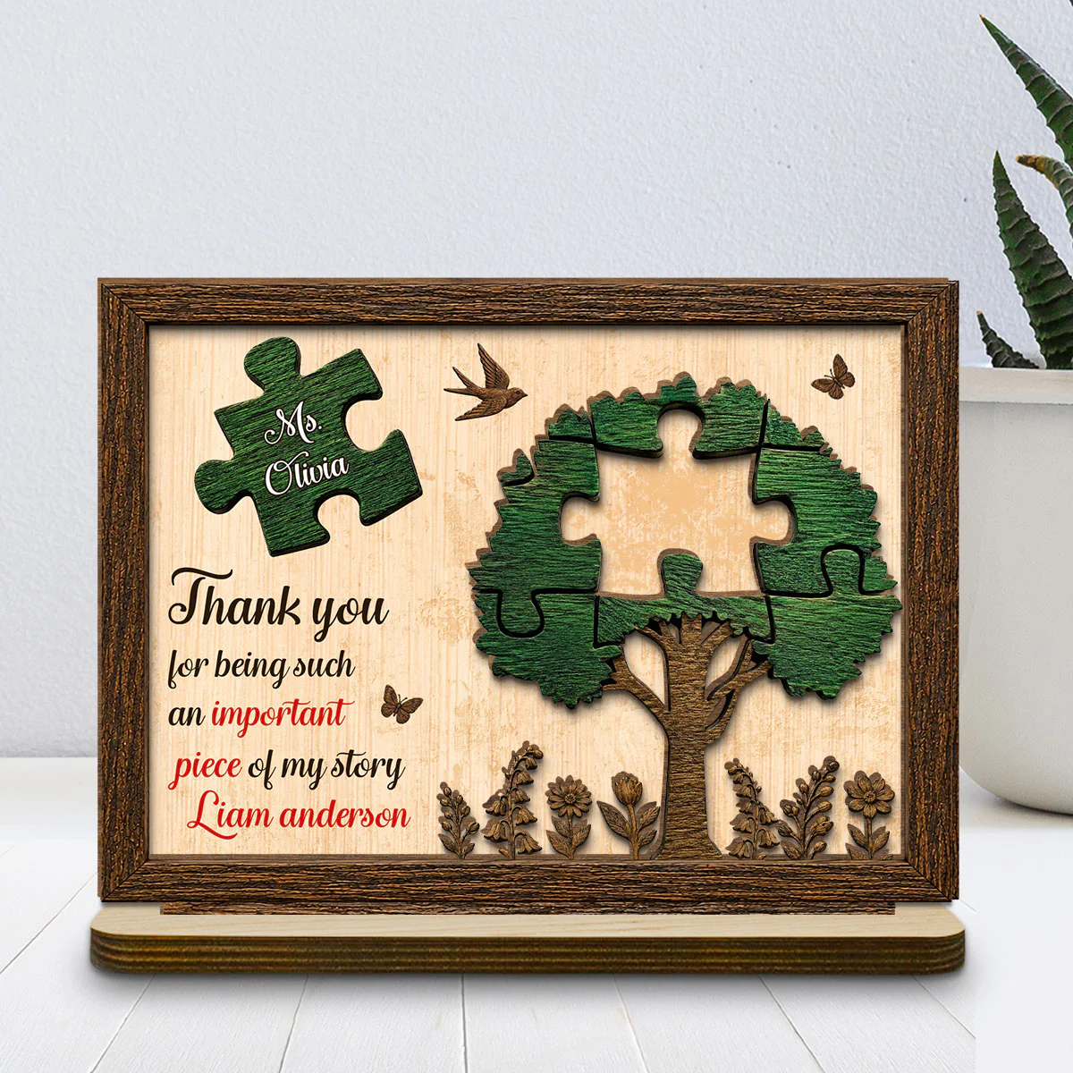 You Made Difference Everyday - Personalized Custom 2-Layer Wood Plaque With Flat Base - Image 4