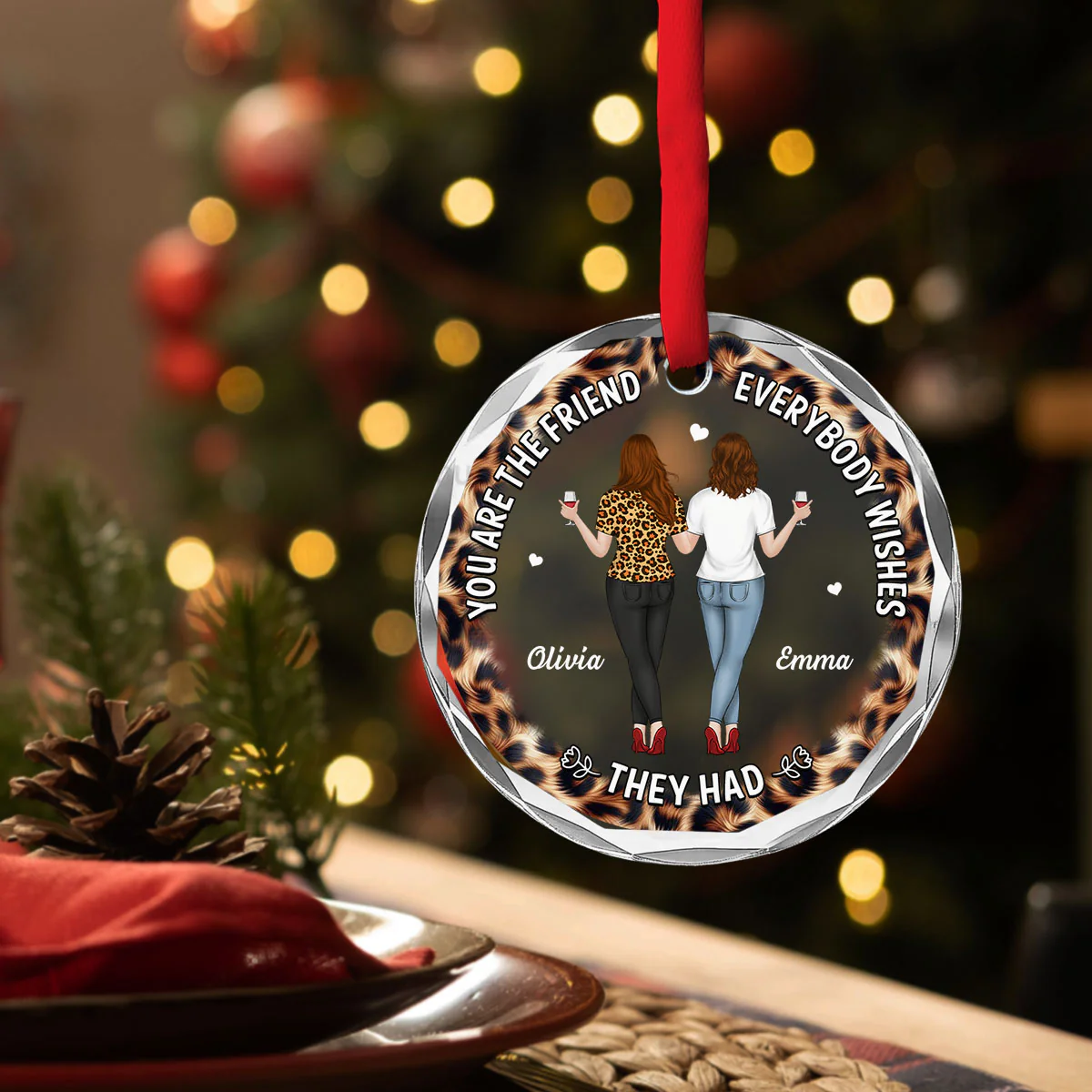 You Make Life Better - Personalized Custom Glass Ornament  - Image 3