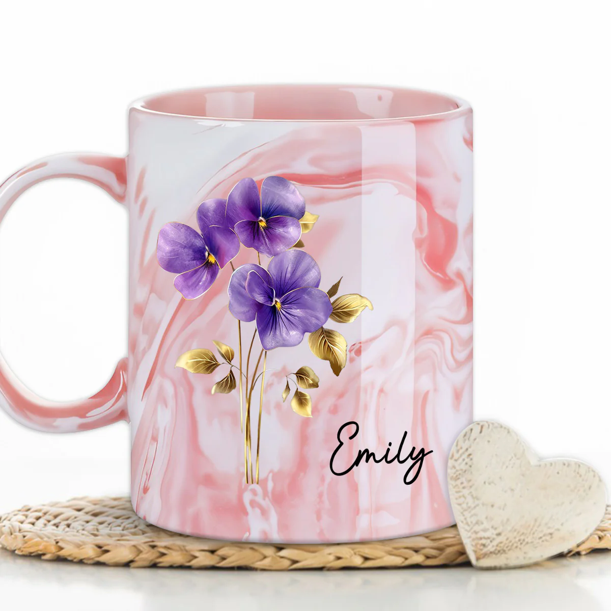 You Make My World Brighter Just By Being In It - Personalized Custom Pink Marble Mug - Image 5