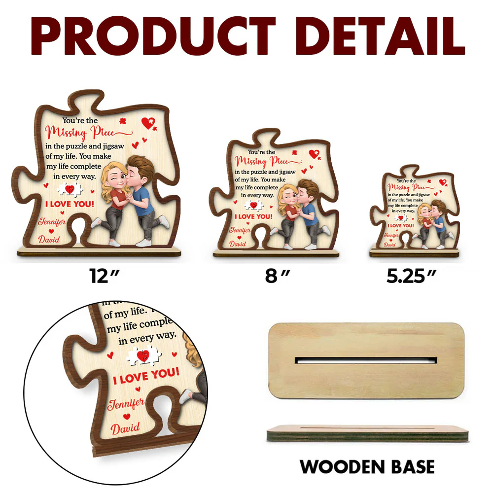 You Make My World Complete - Personalized Custom 2-Layer Wood Plaque With Flat Base - Image 6