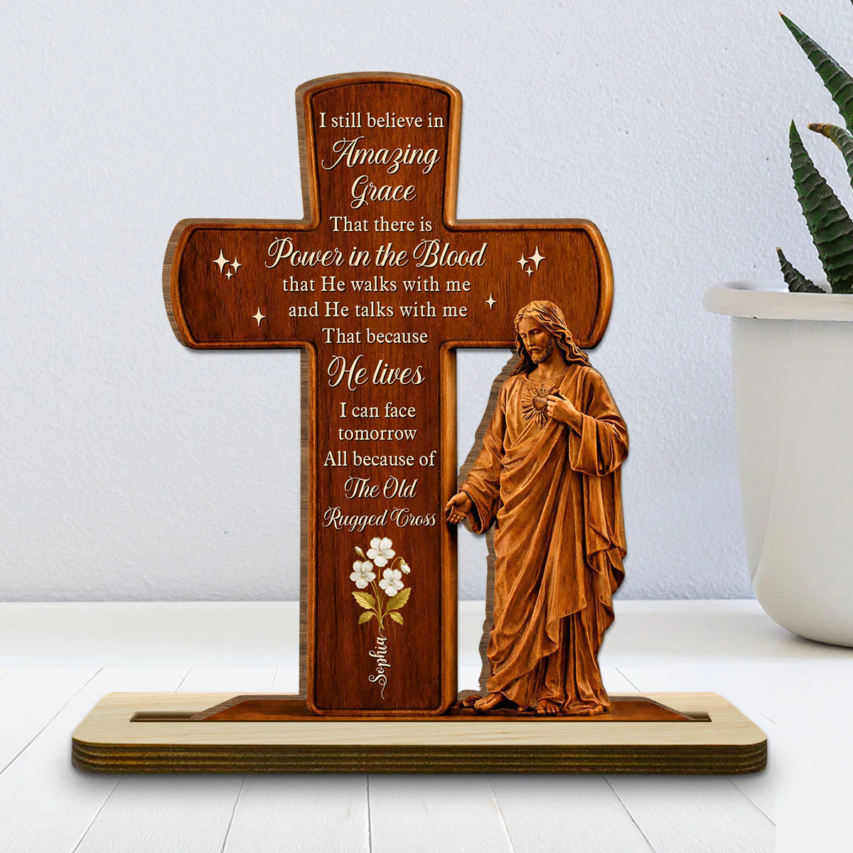 You Make The World Better - Personalized Custom 2-Layer Wood Plaque With Flat Base - Image 2