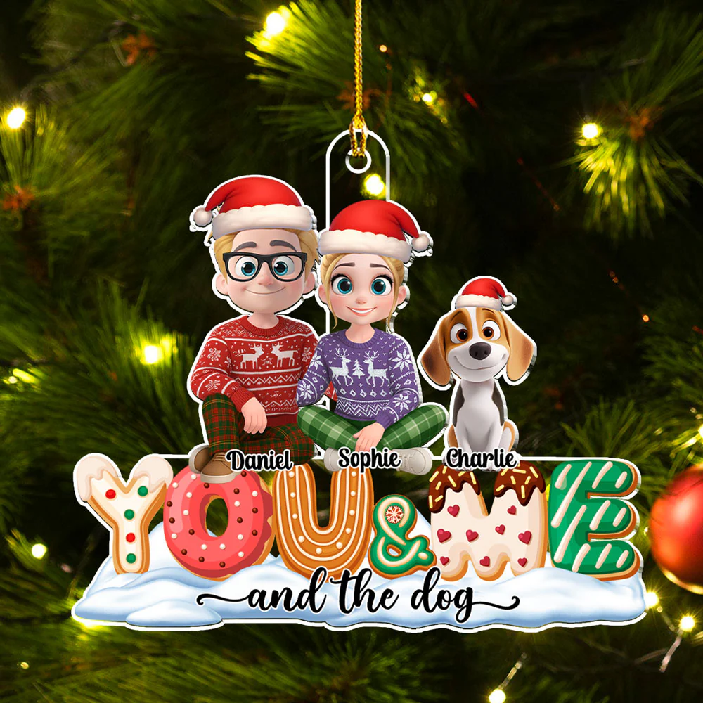 You & Me And Lovely Dog - Personalized Custom Acrylic Ornament - Image 4