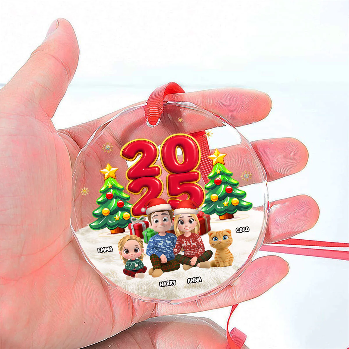 You Me And Our Kid Pet - Personalized Custom Glass Ornament - Image 4