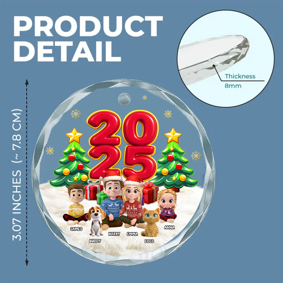 You Me And Our Kid Pet - Personalized Custom Glass Ornament - Image 5
