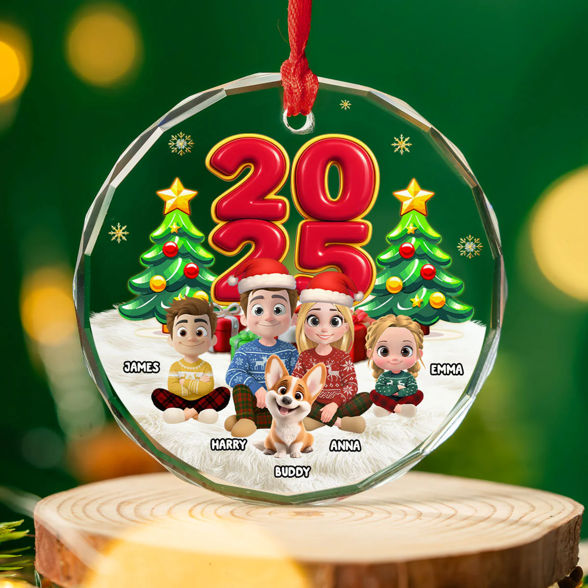 You Me And Our Kids -  Personalized Custom Glass Ornament - Image 3