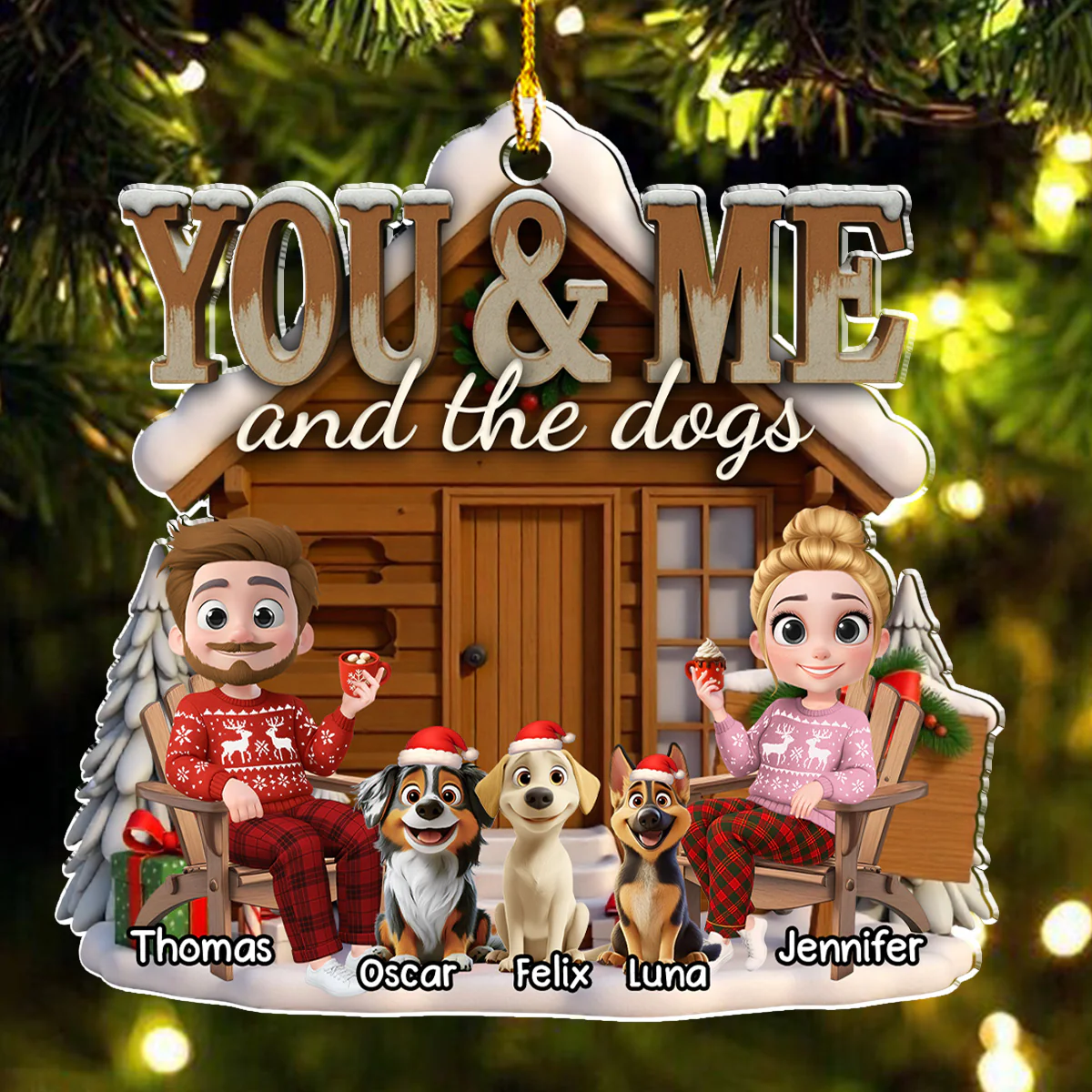 You Me And Our Pup - Personalized Custom Acrylic Ornament - Image 2