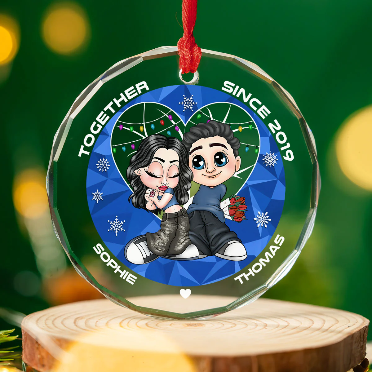 You & Me Together Since - Personalized Custom Glass Ornament - Image 3