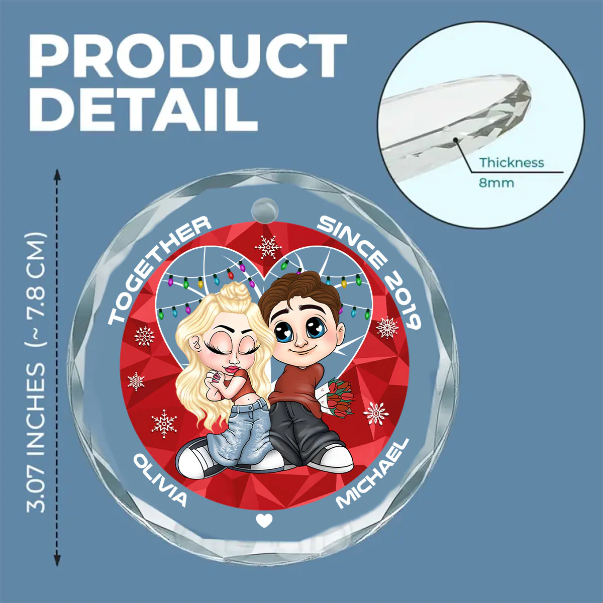 You & Me Together Since - Personalized Custom Glass Ornament - Image 5
