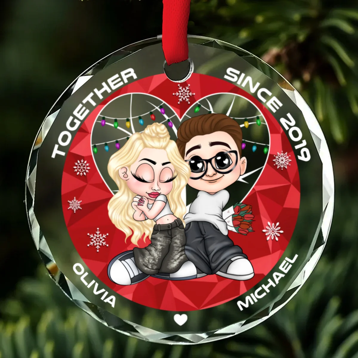 You & Me Together Since - Personalized Custom Glass Ornament - Image 6