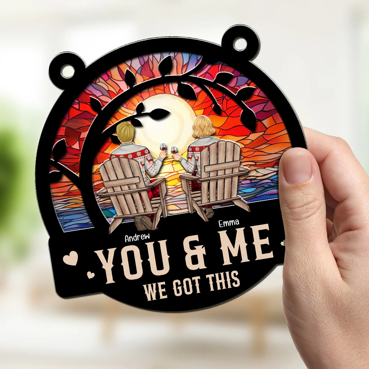 You & Me We Got This Merry Christmas - Personalized Custom Suncatcher - Image 2