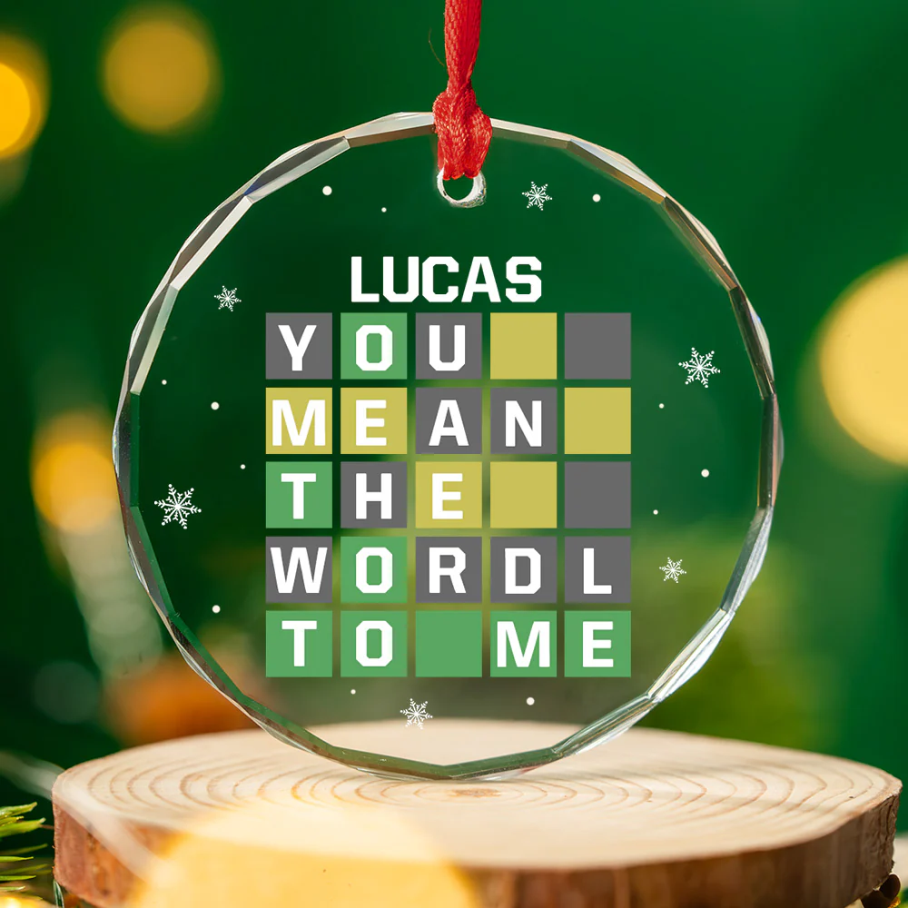 You Mean The Wordl To Me - Personalized Custom Glass Ornament - Image 3