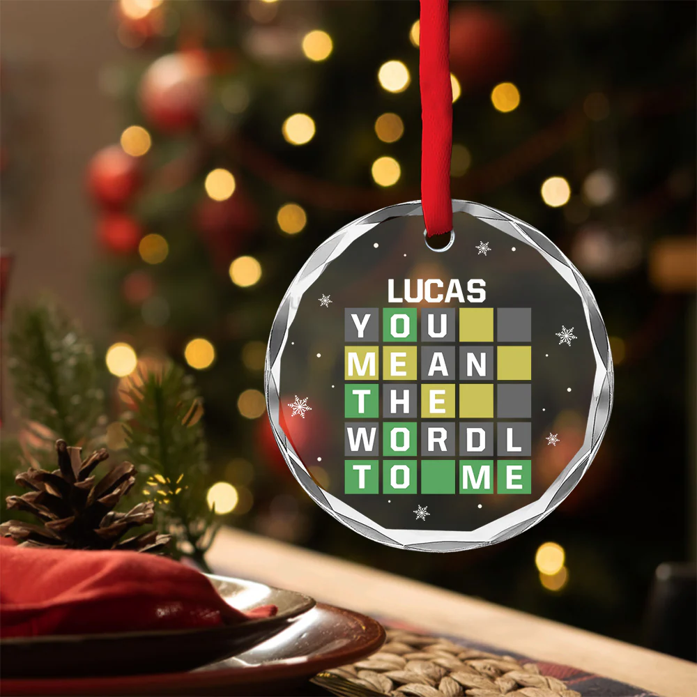 You Mean The Wordl To Me - Personalized Custom Glass Ornament - Image 4