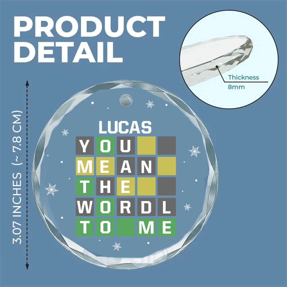 You Mean The Wordl To Me - Personalized Custom Glass Ornament - Image 6