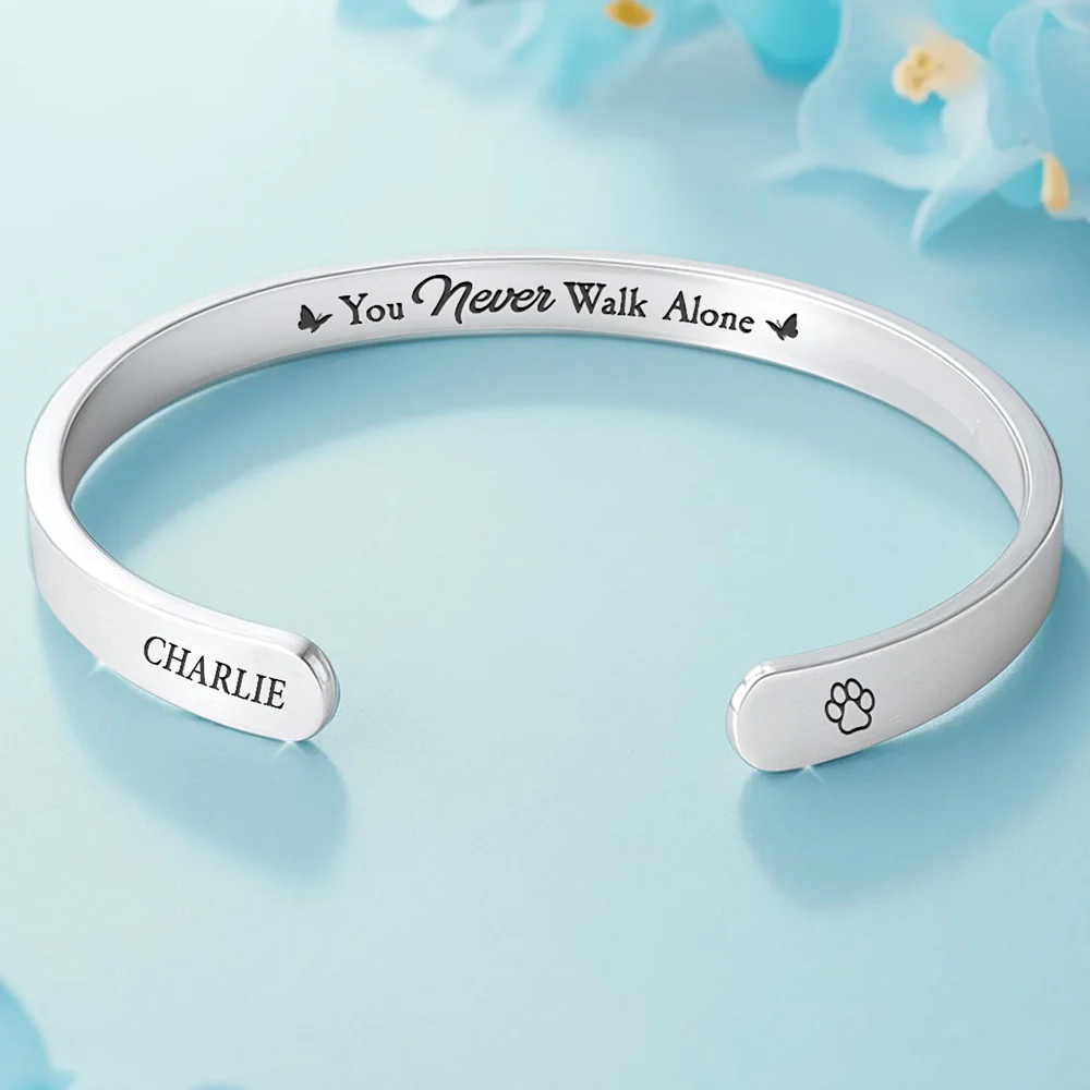 You Never Walk Alone - Personalized Custom Bracelet Cuff - Image 2