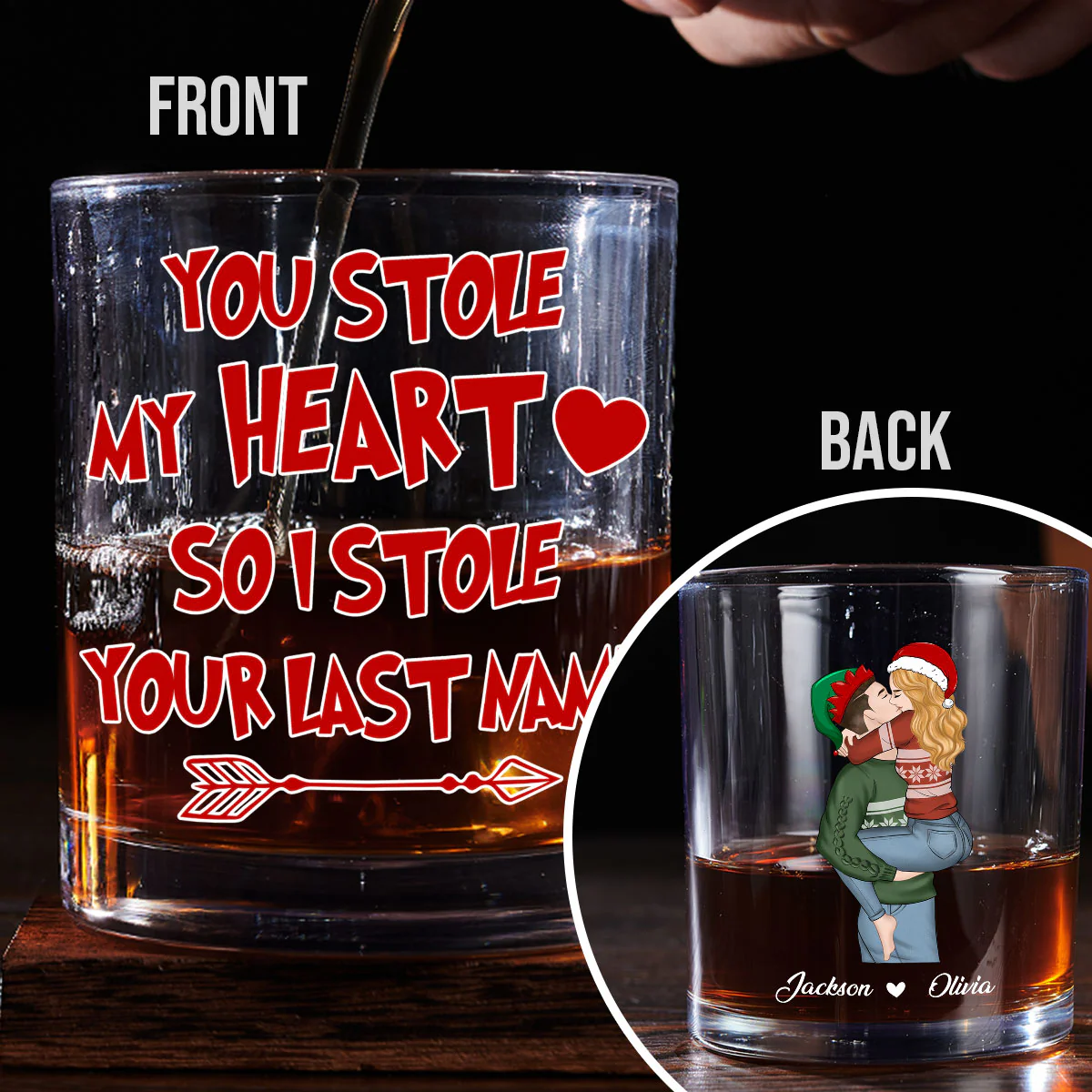 You Stole My Heart - Personalized Custom Whiskey Glass - Image 3