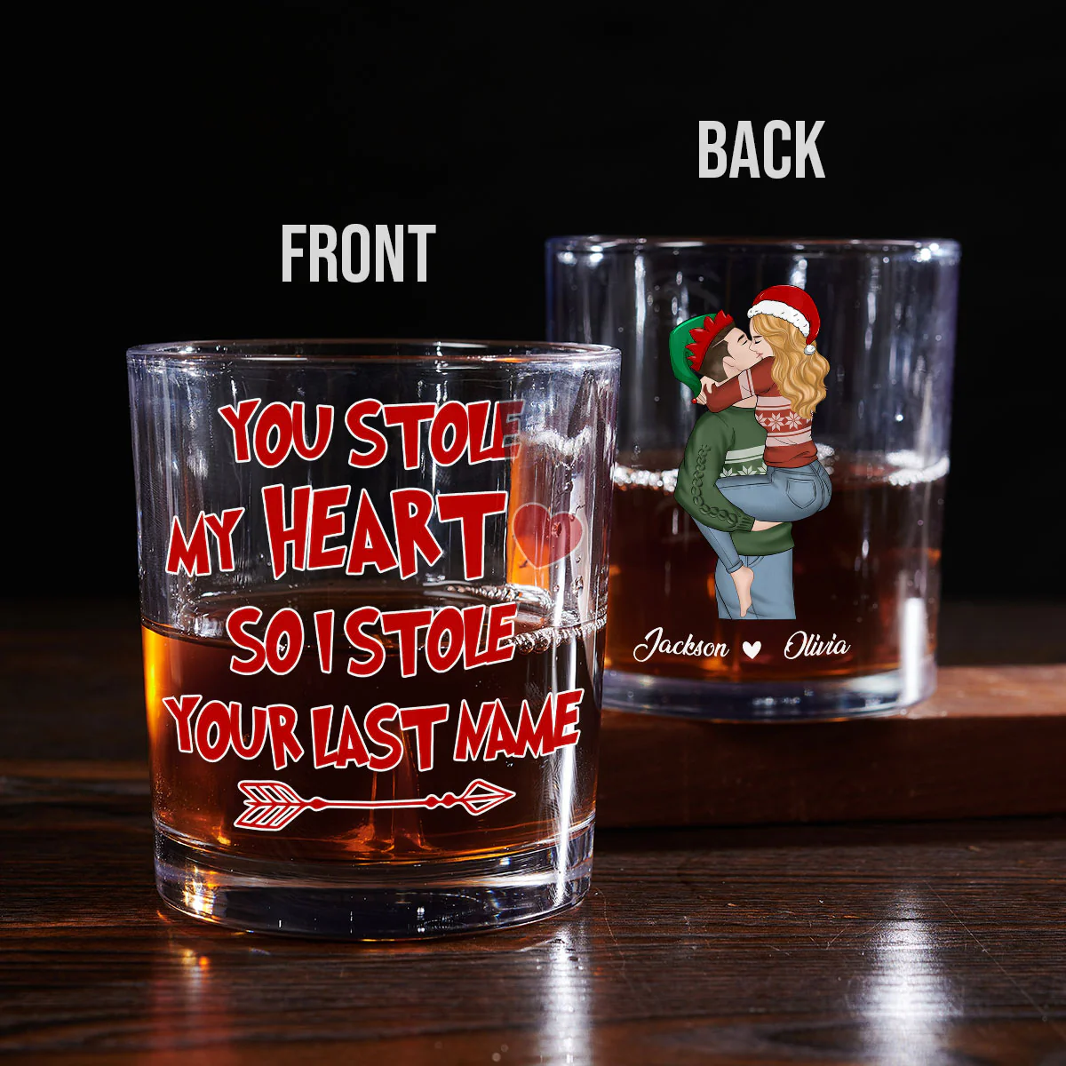 You Stole My Heart - Personalized Custom Whiskey Glass - Image 4