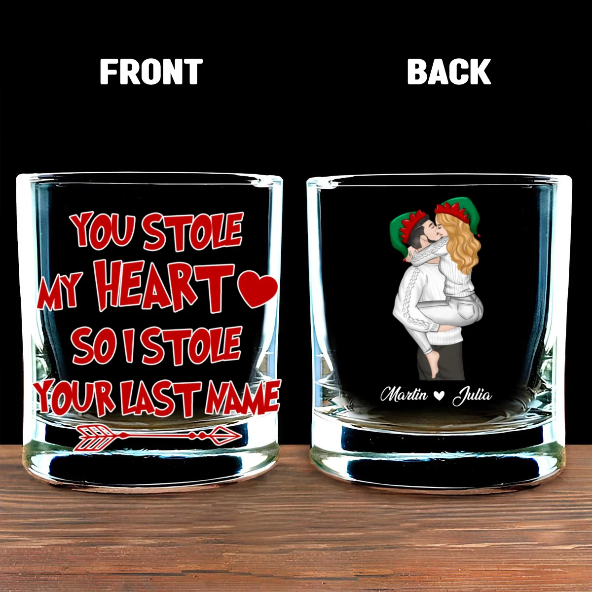 You Stole My Heart - Personalized Custom Whiskey Glass - Image 6