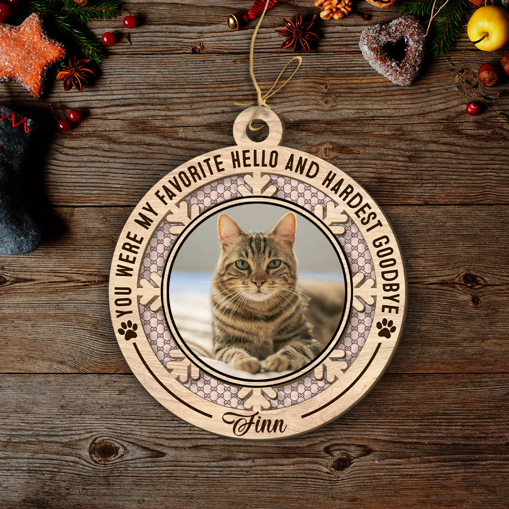 You Were My Favorite Hello - Personalized Custom 2-layered Wood Ornament - Image 2