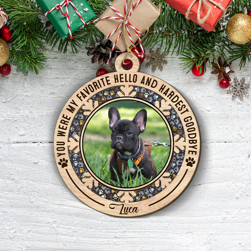 You Were My Favorite Hello - Personalized Custom 2-layered Wood Ornament - Image 3