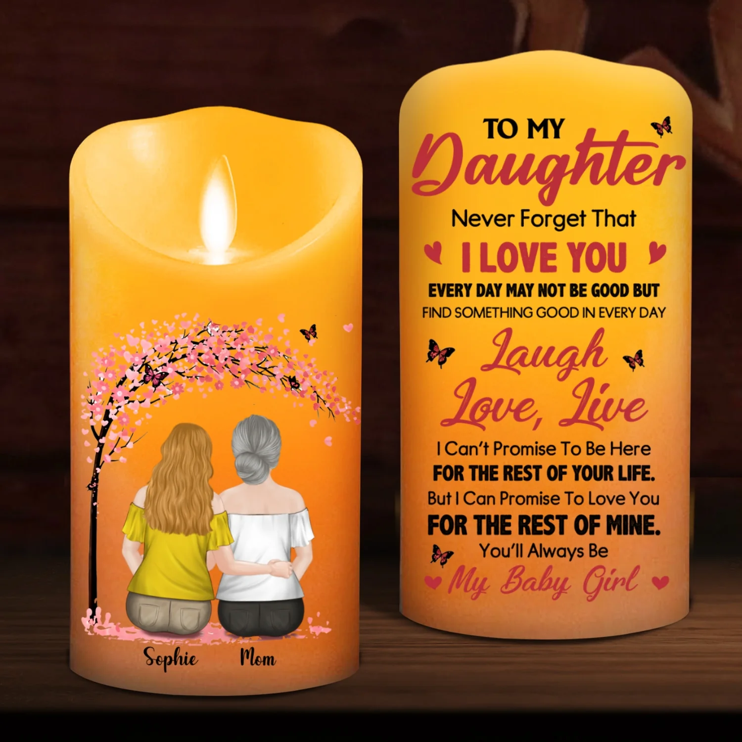 You Will Always Be My Baby Girl - Personalized Custom LED Candle - Image 5