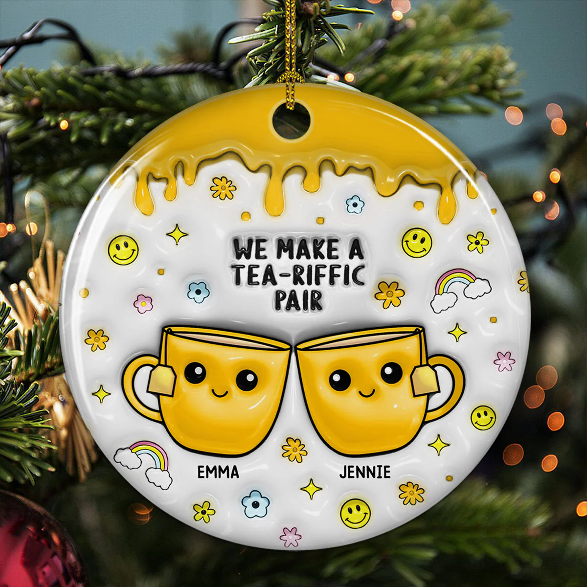 You'll Always Be My Best Tea - Personalized Custom 3D Inflated Effect Ceramic Ornament - Image 3