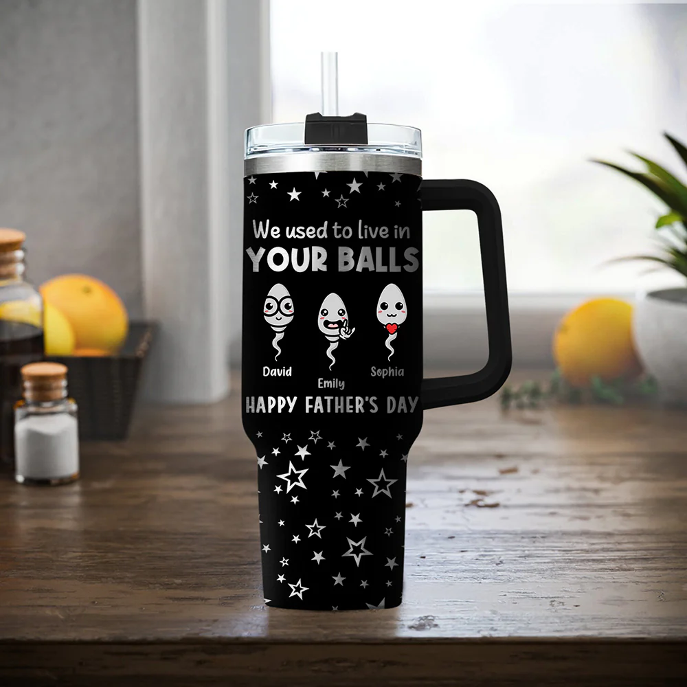 Your Balls - Personalized Custom Engraved 40oz Tumbler With Handle - Image 2