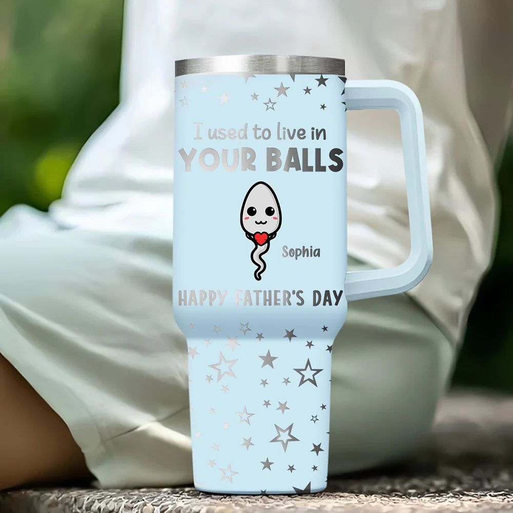 Your Balls - Personalized Custom Engraved 40oz Tumbler With Handle - Image 3