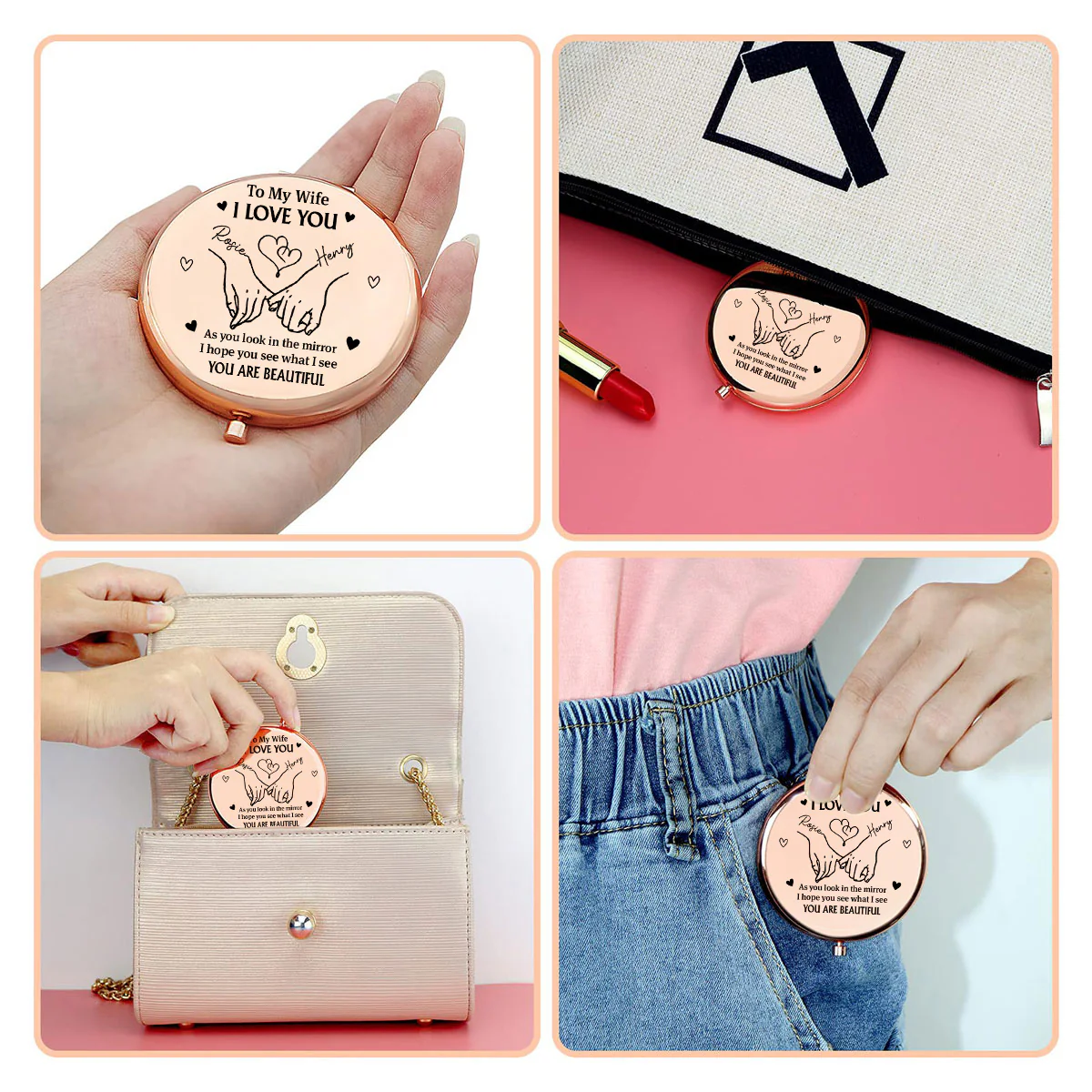 Your Beauty Goes Deeper Inside - Personalized Custom Compact Mirror - Image 3