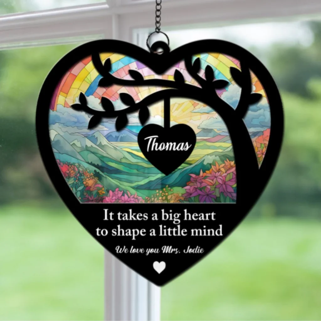 Your Big Heart Shapes Our World - Personalized Custom Suncatcher - Image 6