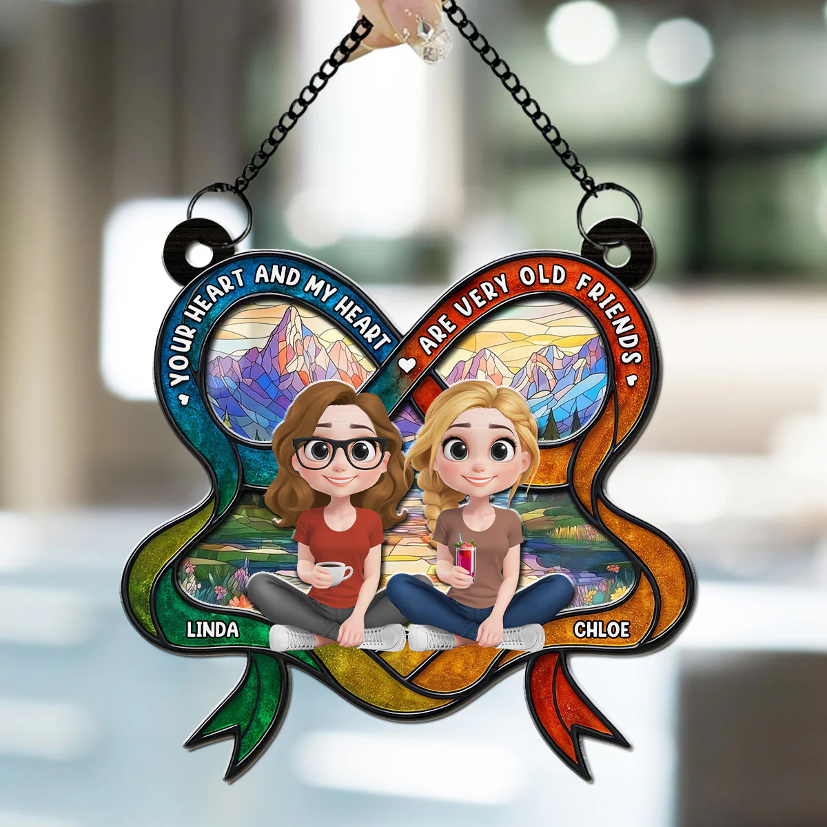 Your Heart And My Heart Are Very Old Friend - Personalized Custom Suncatcher - Image 2