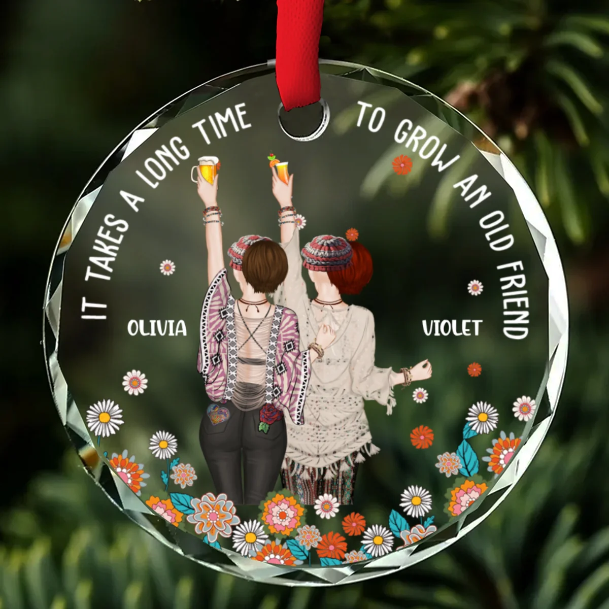 Your Heart And My Heart Are Very Old Friends - Personalized Custom Glass Ornament - Image 6