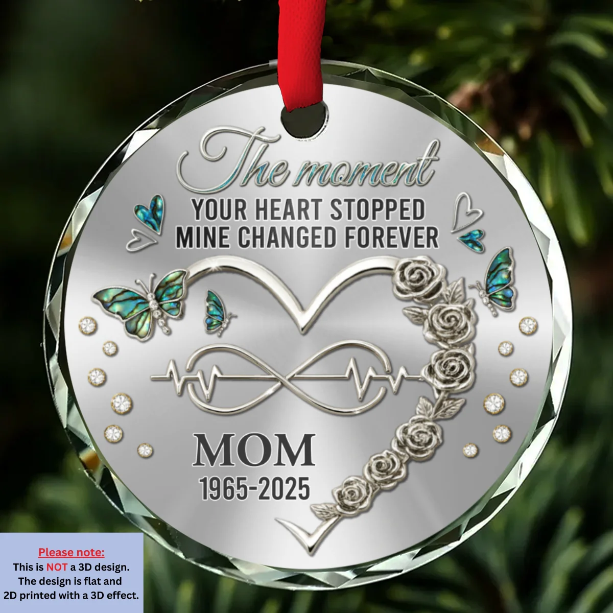 Your Heart Stopped Mine Changed Forever - Personalized Custom Glass Ornament - Image 7