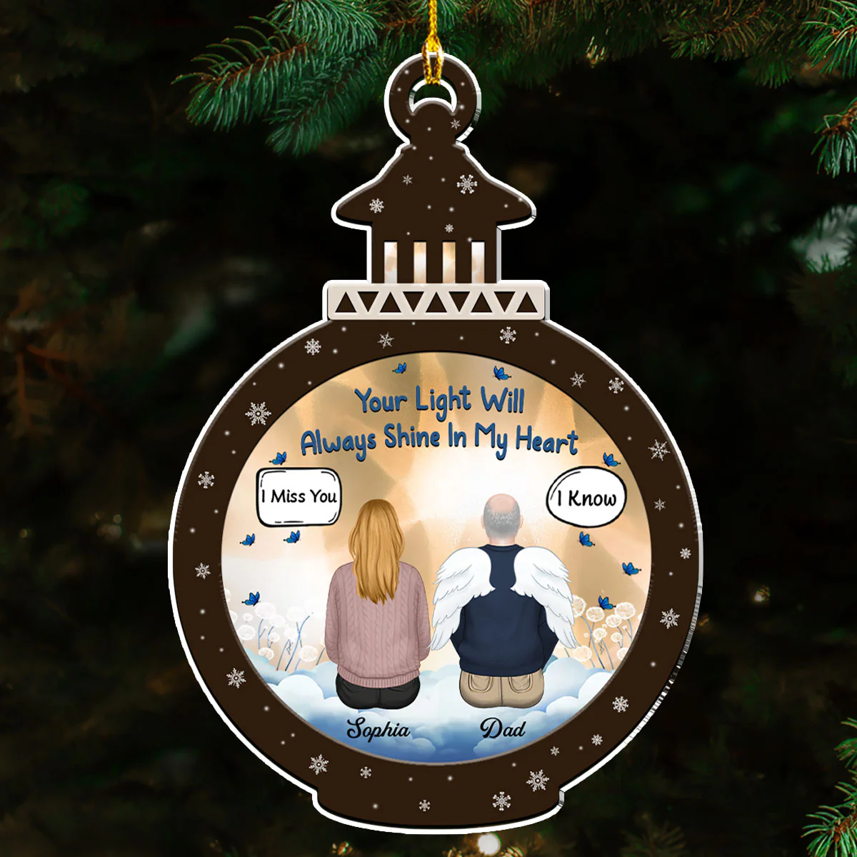 Your Light Will Always Shine In My Heart  - Personalized Custom Acrylic Ornament - Image 2