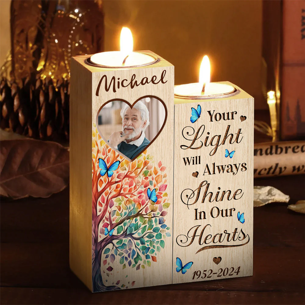 Your Light Will Always Shine In My Heart - Personalized Custom Candle Holder - Image 3