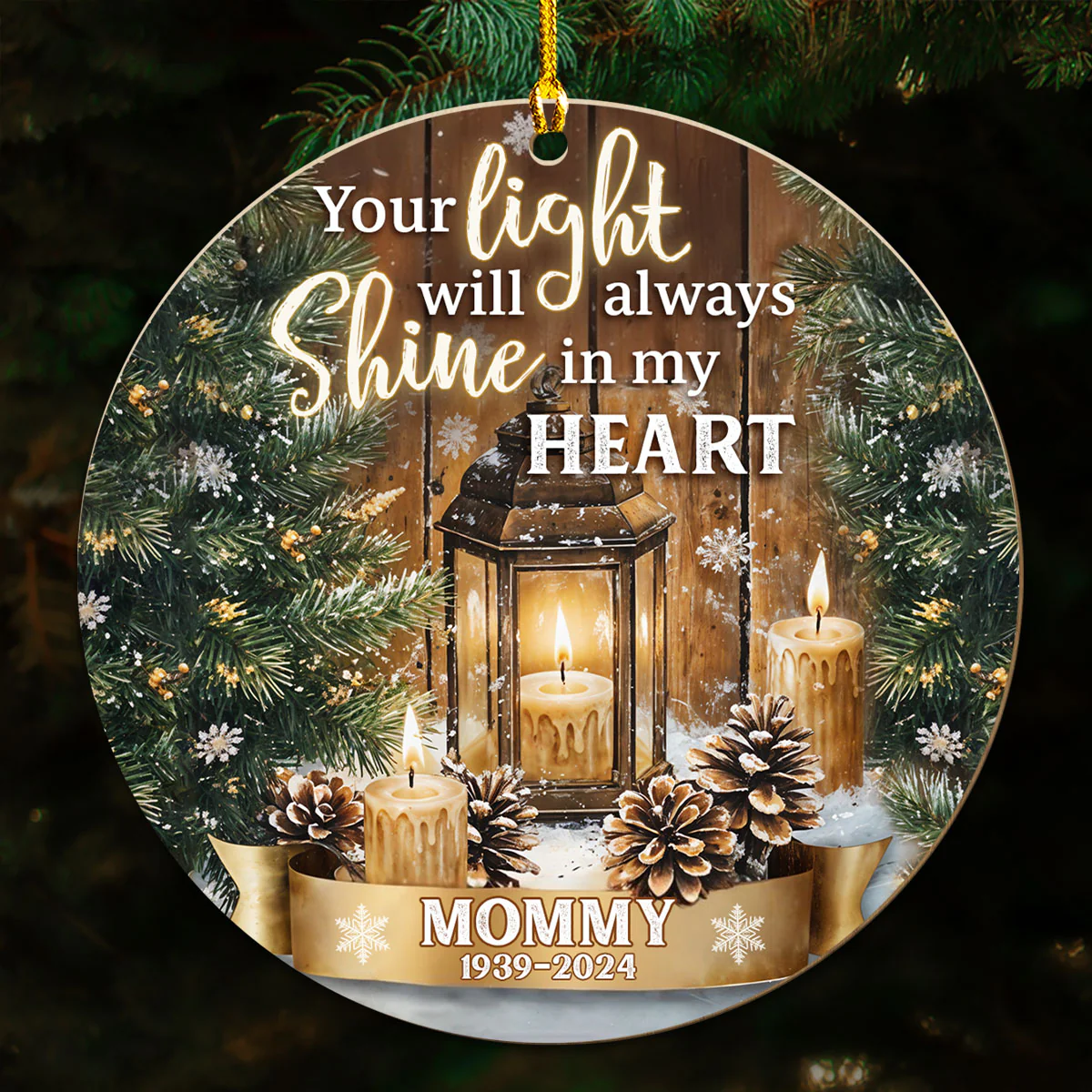 Your Light Will Always Shine In My Heart - Personalized Custom Wood Ornament - Image 2