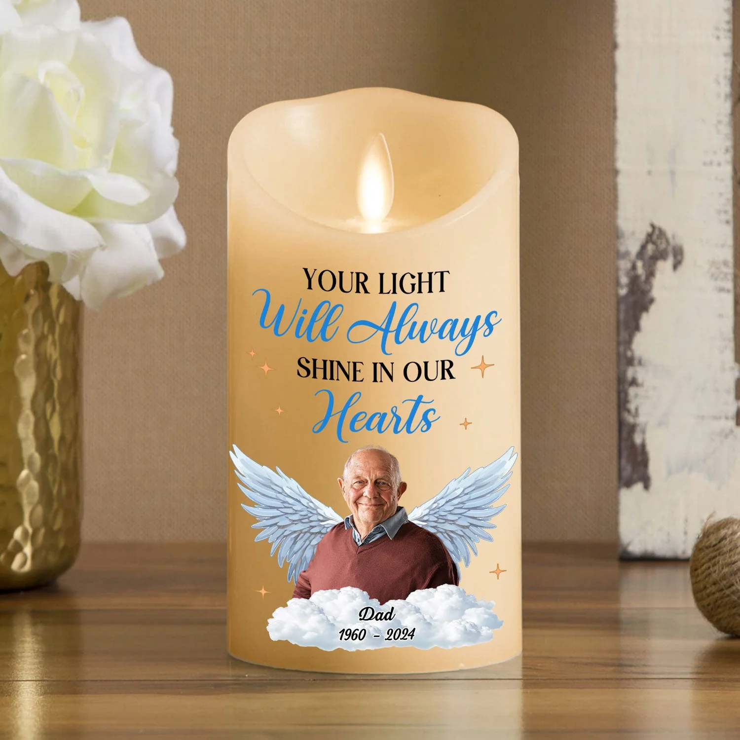 Your Light Will Always Shine In Our Hearts - Personalized Custom LED Candle - Image 3