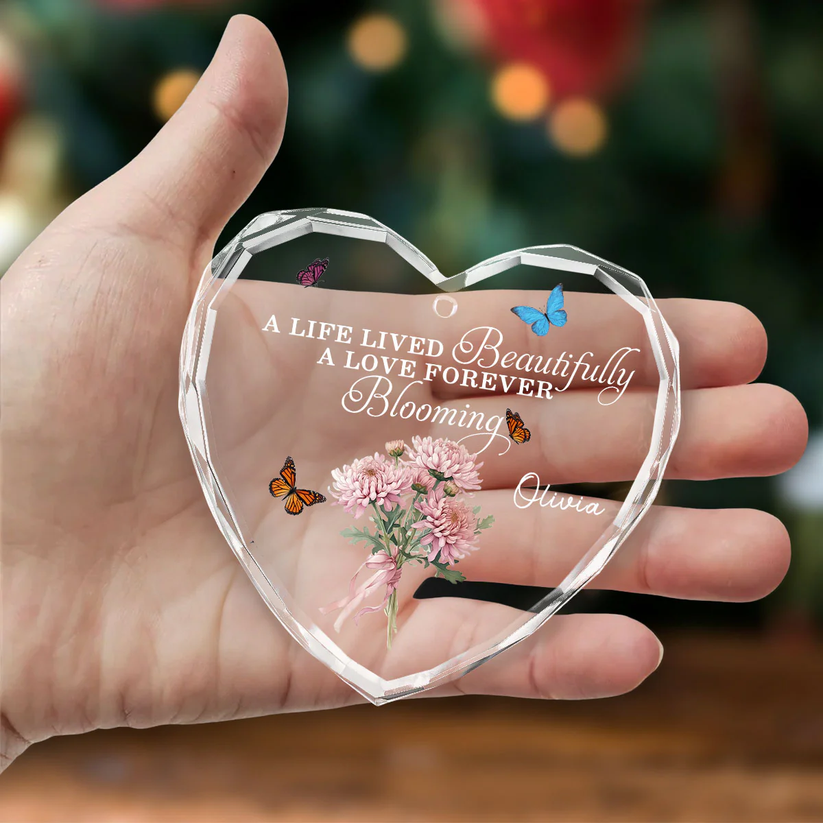 Your Memory Will Forever Bloom - Personalized Custom Glass Ornament - Image 4