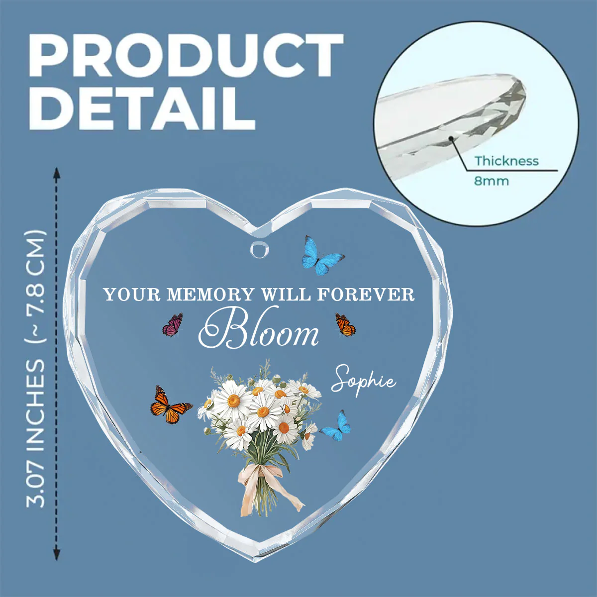 Your Memory Will Forever Bloom - Personalized Custom Glass Ornament - Image 5