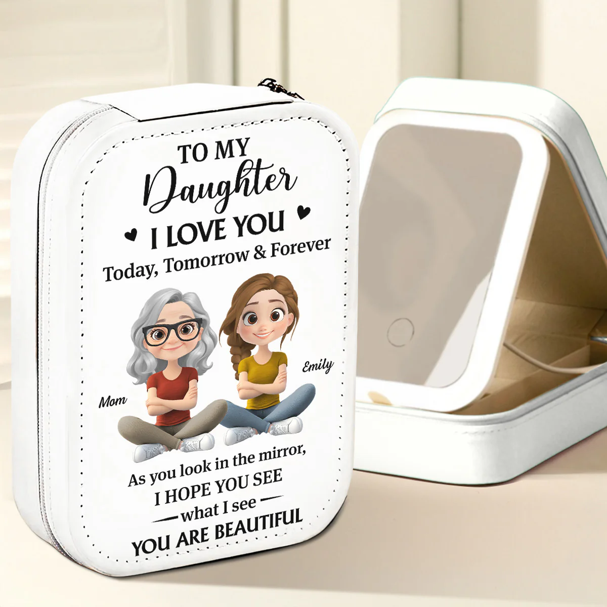 Your Reflection Is Pure Love  - Personalized Custom Jewelry Box With LED Mirror