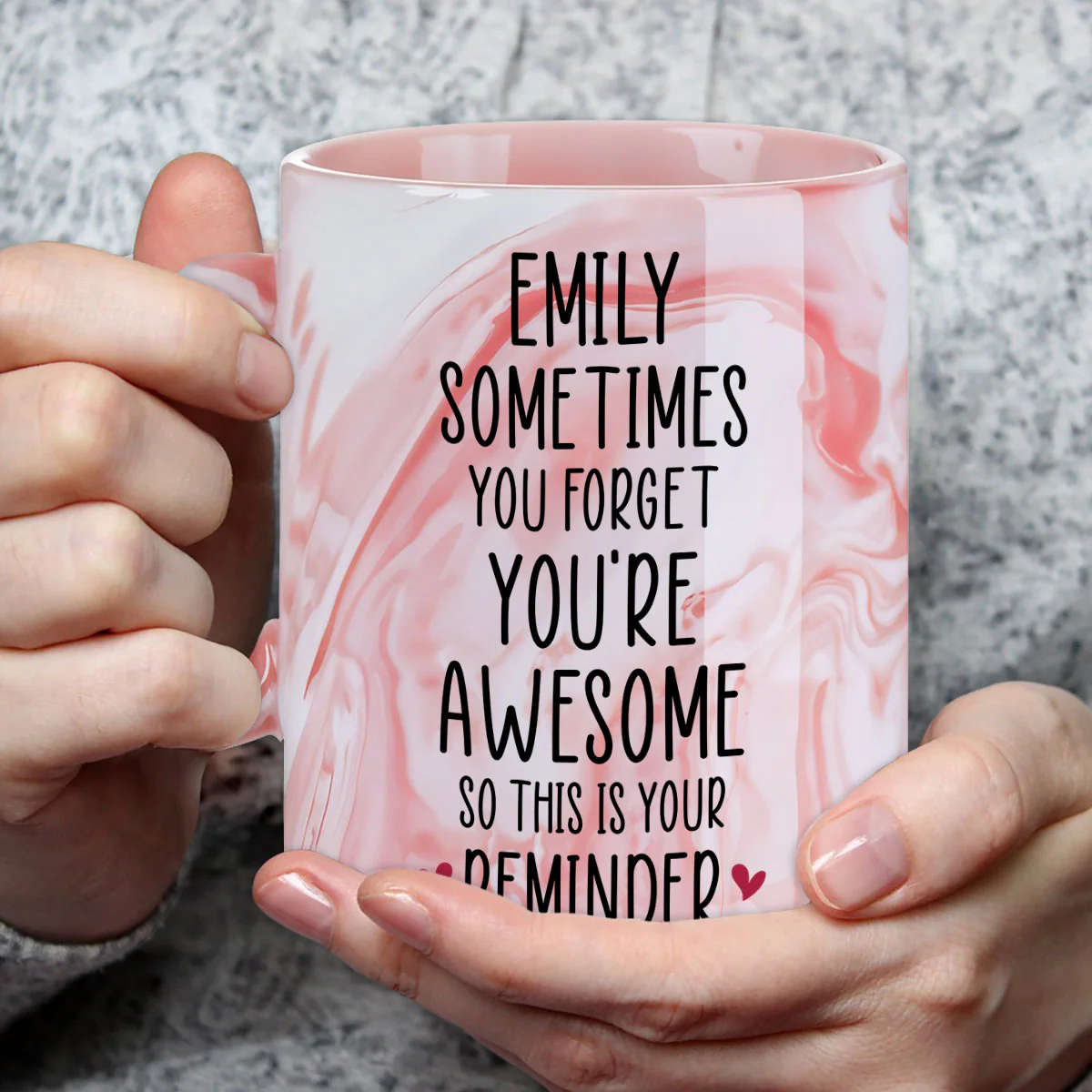 Your Reminder - Personalized Custom Pink Marble Mug - Image 3