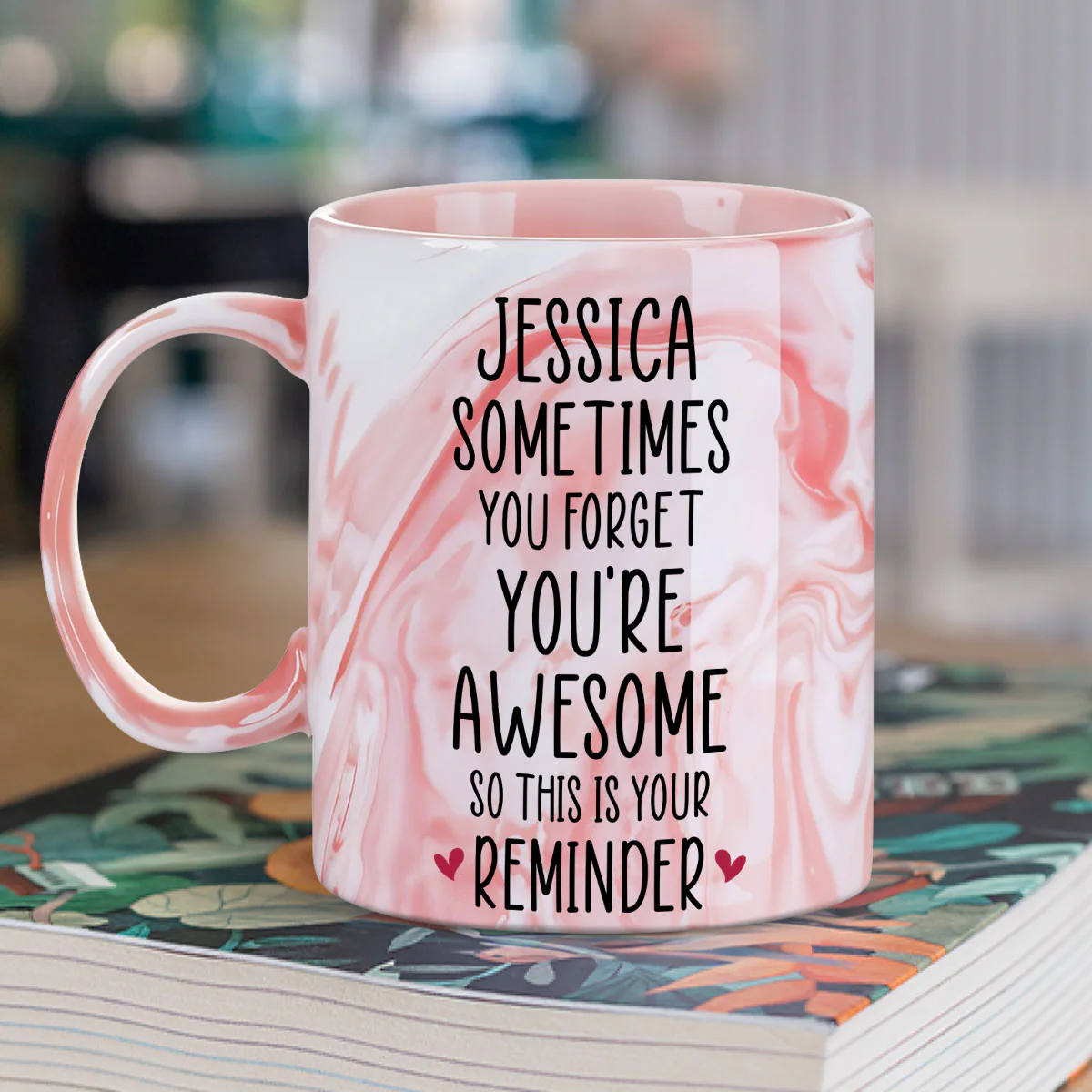 Your Reminder - Personalized Custom Pink Marble Mug - Image 5