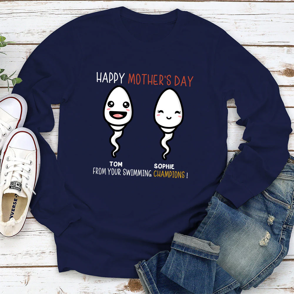 Your Swimming Champions - Personalized Custom Long Sleeve T-shirt - Image 2