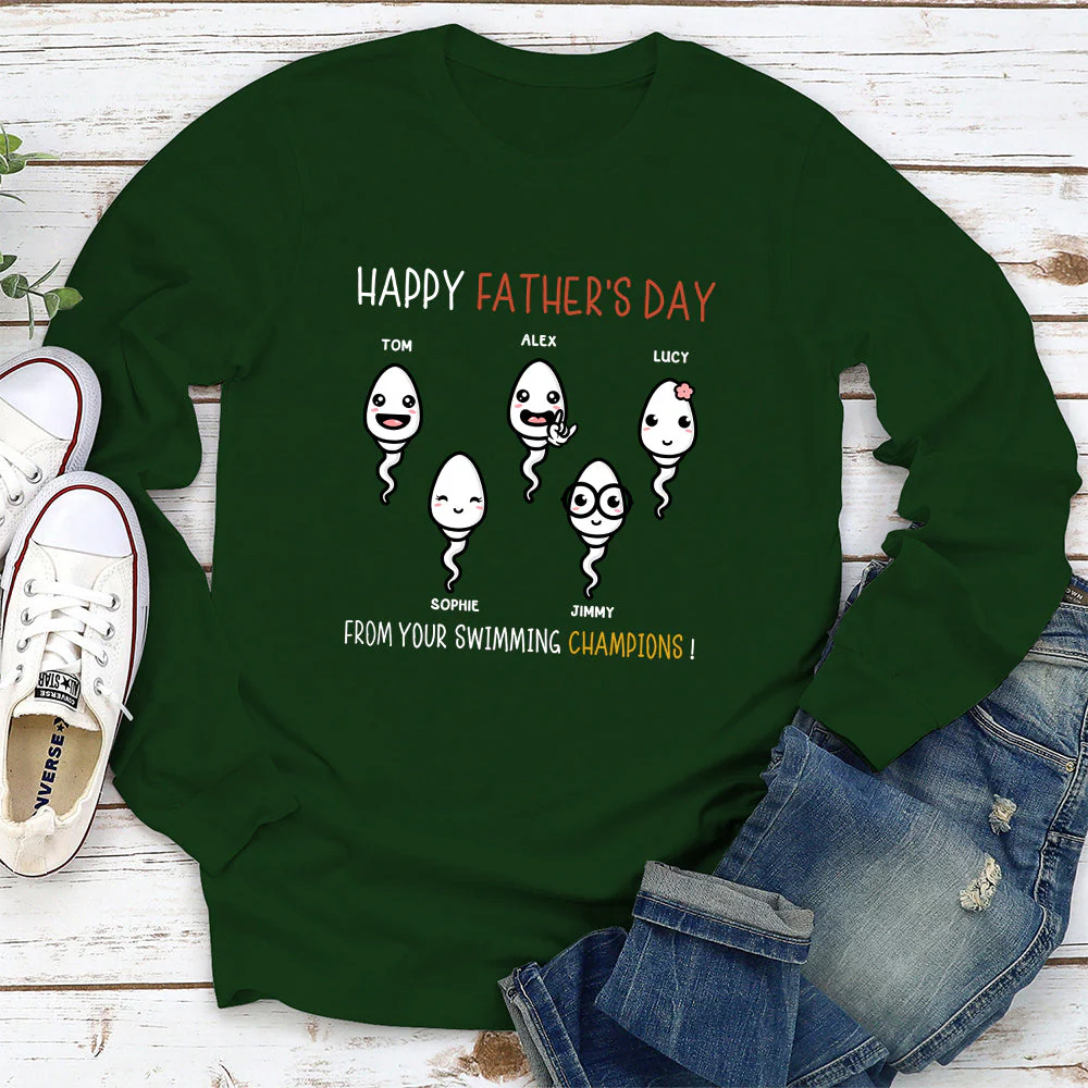 Your Swimming Champions - Personalized Custom Long Sleeve T-shirt - Image 3