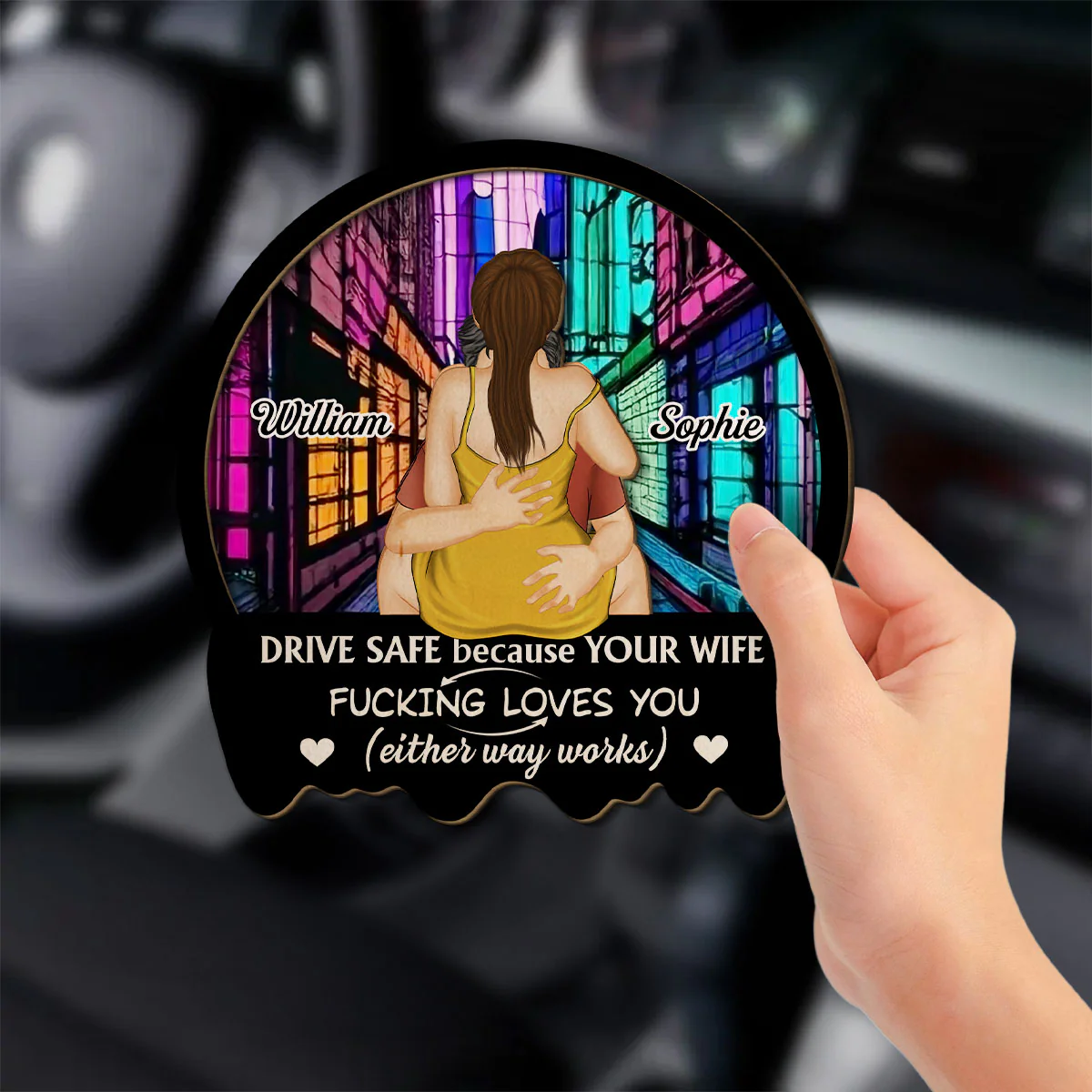 Your Wife Loves You - Personalized Custom Car Visor Clip - Image 2