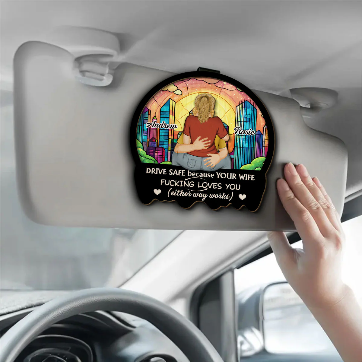 Your Wife Loves You - Personalized Custom Car Visor Clip - Image 3