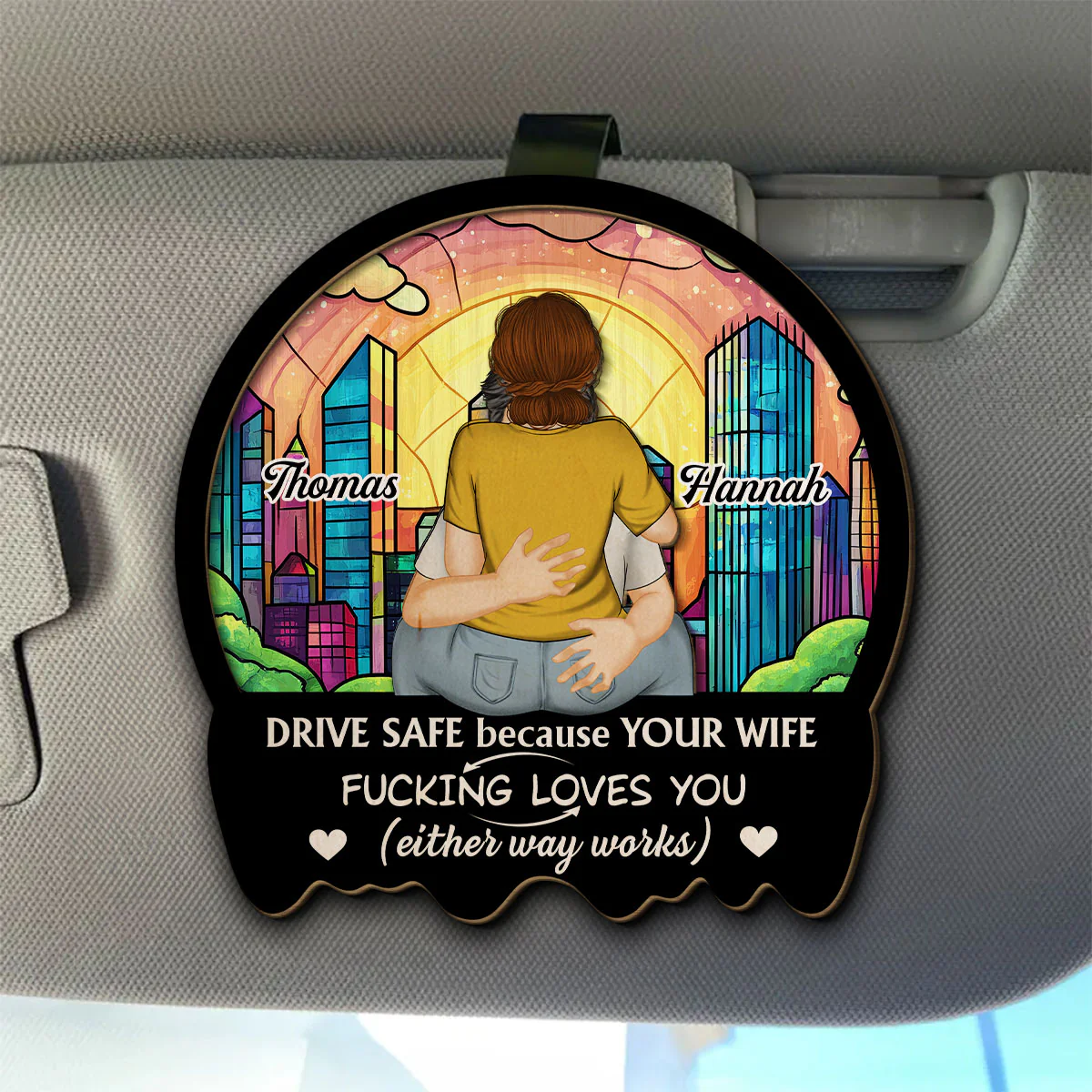 Your Wife Loves You - Personalized Custom Car Visor Clip - Image 4